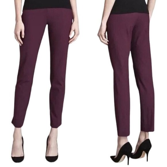 Theory Rayla Deep Plum Purple Stretch Cotton Skinny Ankle Pants Sz 6-Made in USA - Picture 1 of 11